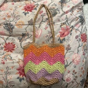 colorful woven tote bag